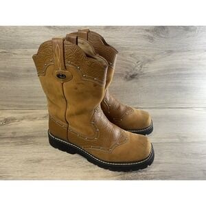 Roper Ricochet  9-21-528-521 Brown Leather 11 M Low Chunk Heel‎ Boots Pull On